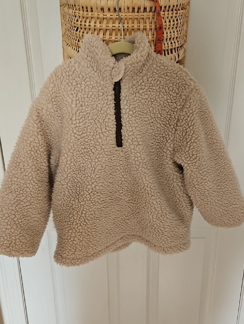 Kids Cream Sherpa Half-Zip Pullover Hoodie